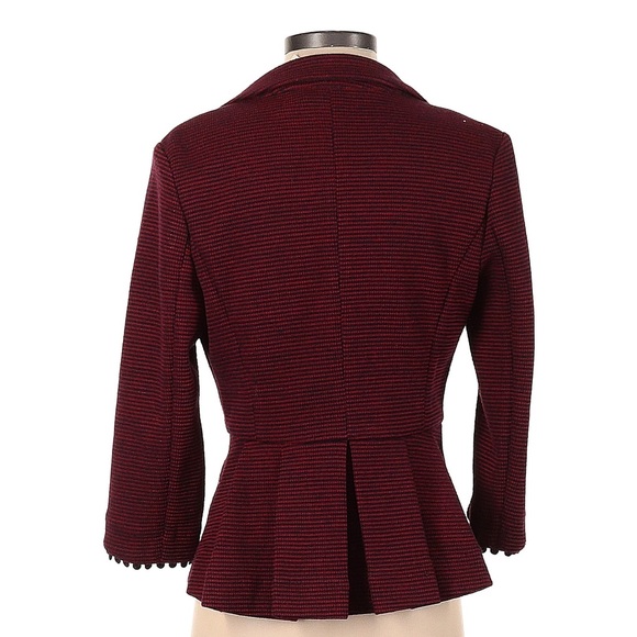 Tabitha Peplum Red Navy Knit Blazer Jacket Anthropologie - Picture 2 of 3